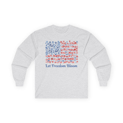 Let Freedom Bloom Floral Flag Long Sleeve Tee