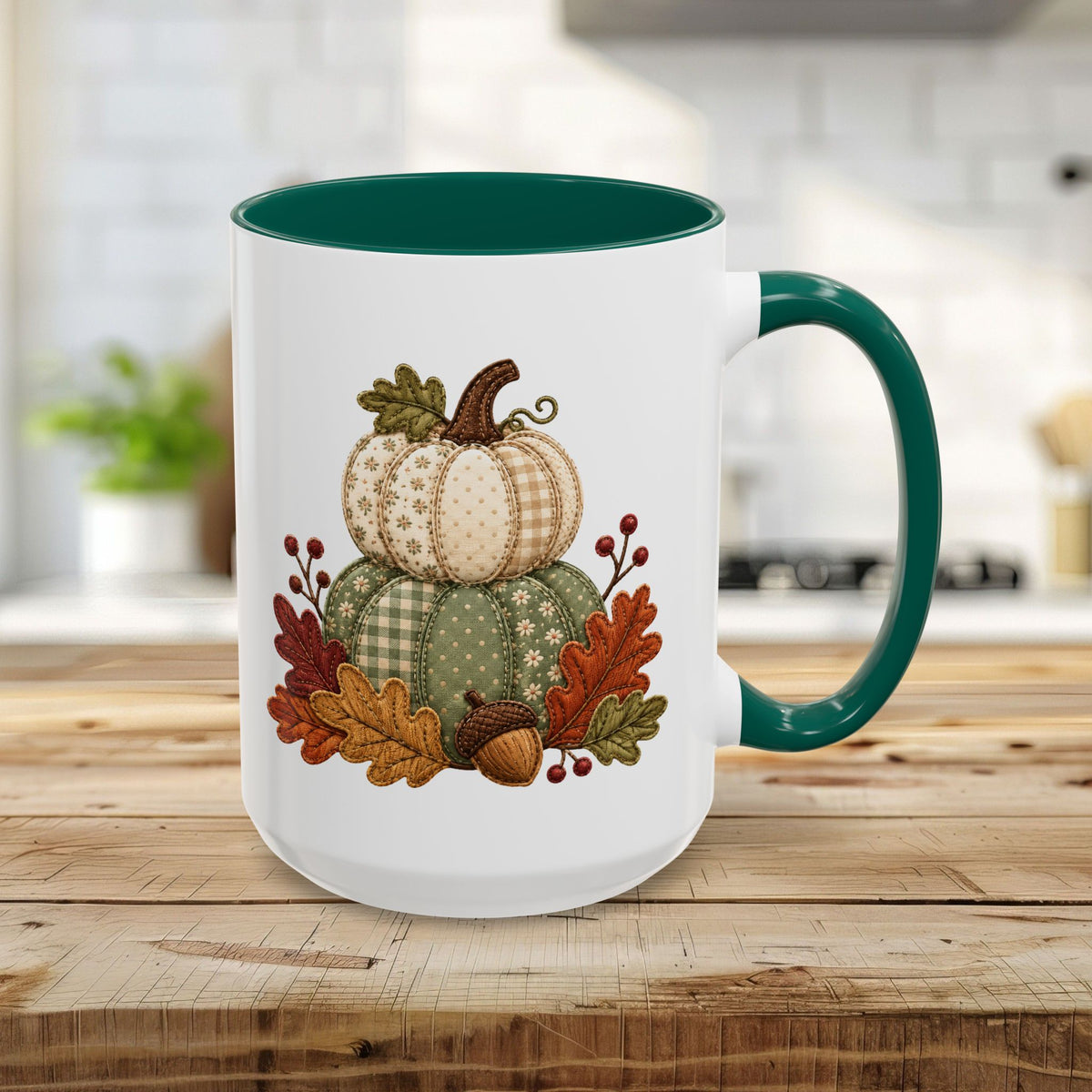 Faux Patchwork Pumpkin Harvest Mug