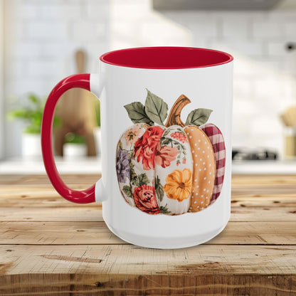 Floral & Plaid Patchwork Pumpkin Mug (11/15oz)