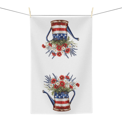 Americana Floral Watering Can Tea Towel