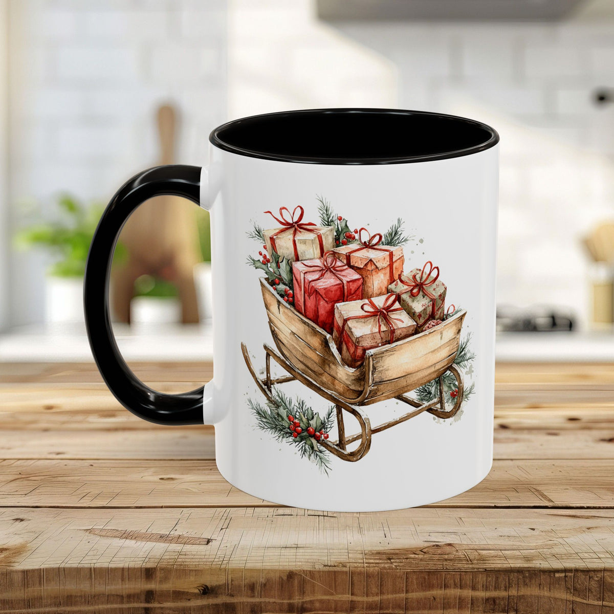 Rustic Christmas Sleigh Mug (11/15oz)