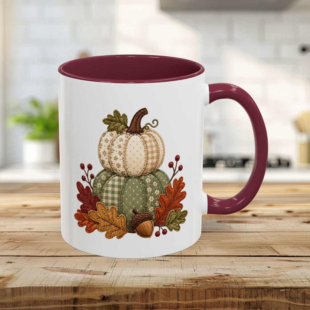 Faux Patchwork Pumpkin Harvest Mug