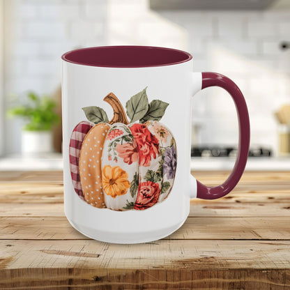 Floral & Plaid Patchwork Pumpkin Mug (11/15oz)