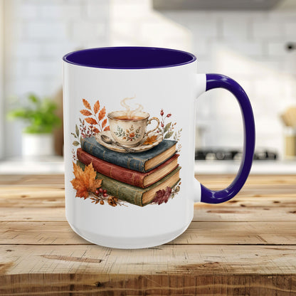 Autumn Cozy Books & Teacup Mug (11/15oz)