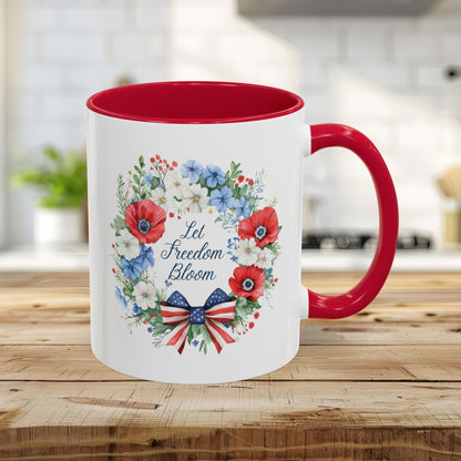 Let Freedom Bloom Patriotic Floral Wreath Mug (11/15oz)