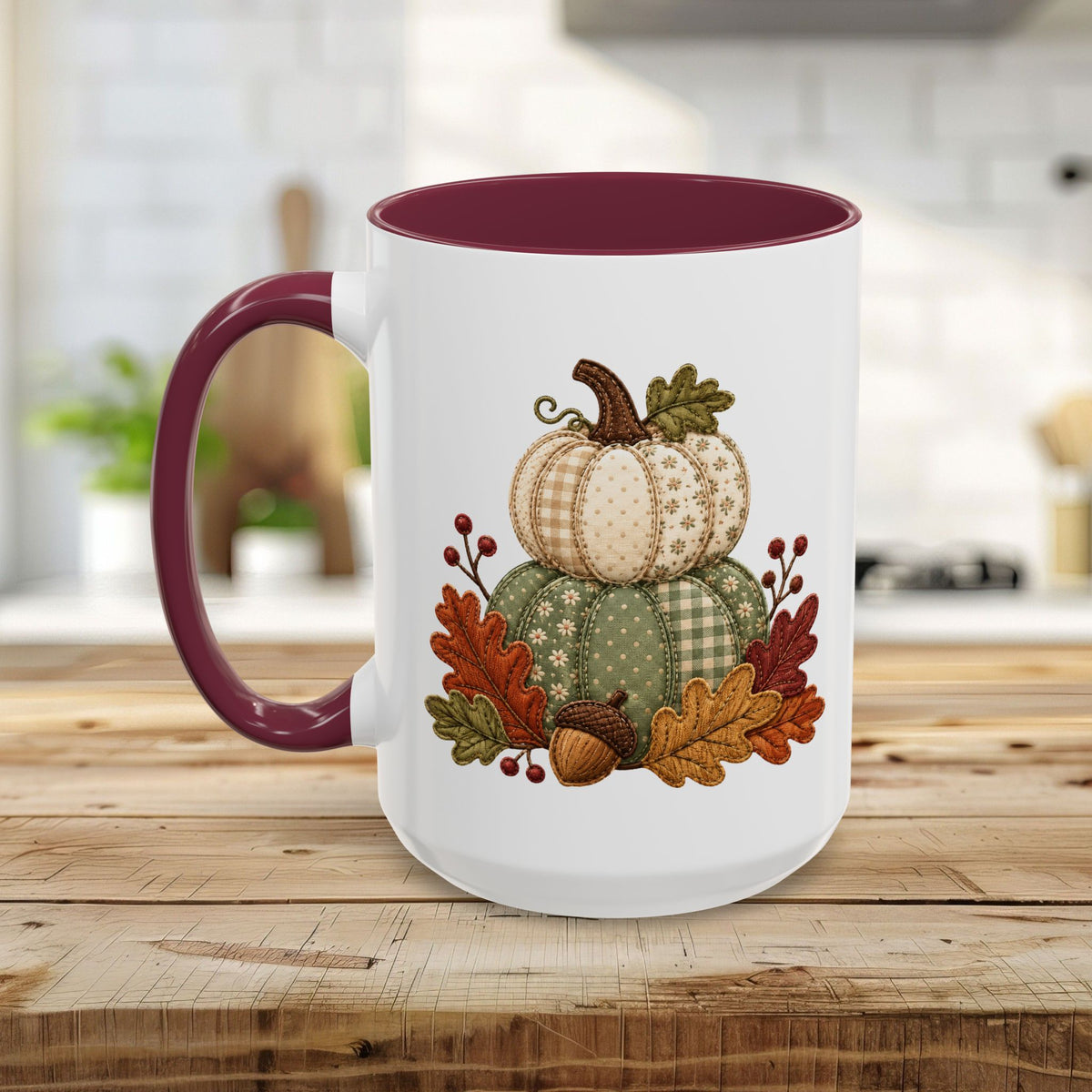 Faux Patchwork Pumpkin Harvest Mug