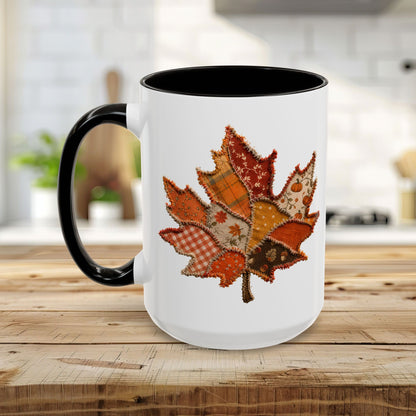 Faux Patchwork Autumn Leaf Mug (11/15oz)
