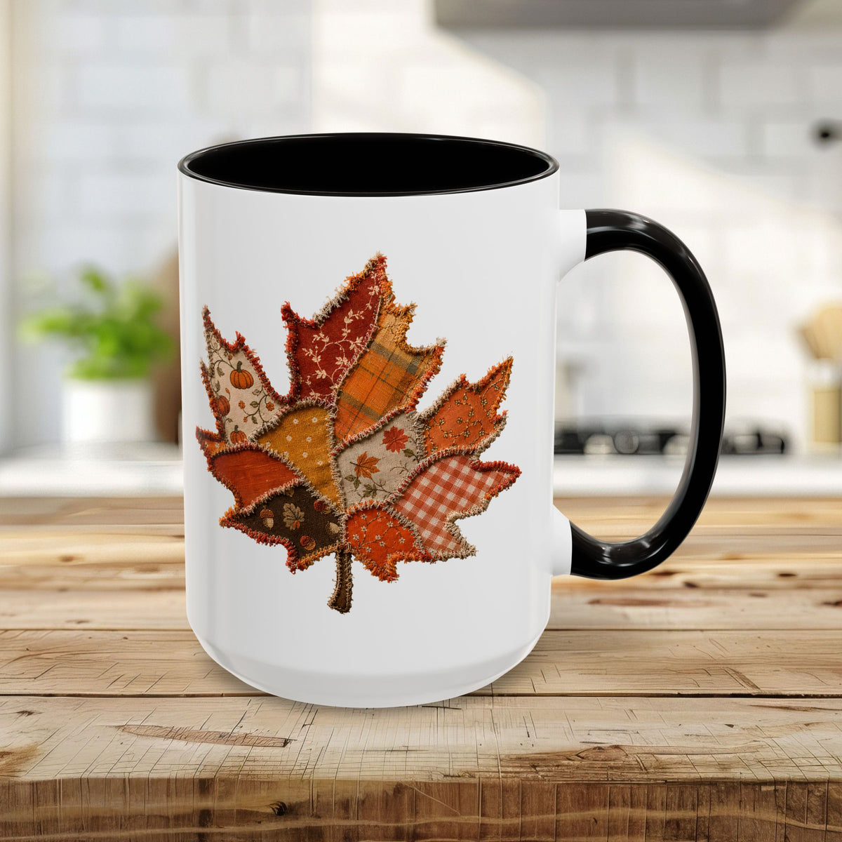 Faux Patchwork Autumn Leaf Mug (11/15oz)