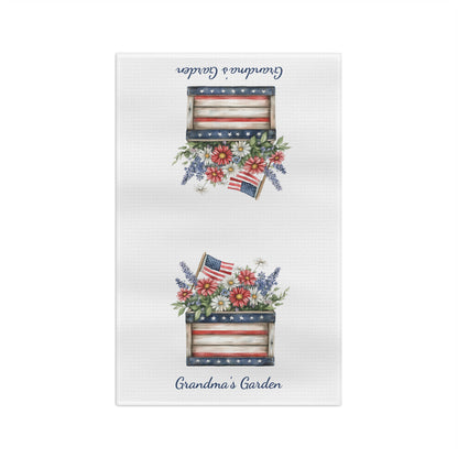 Patriotic Garden Box with Daisies Tea Towel - Personalize