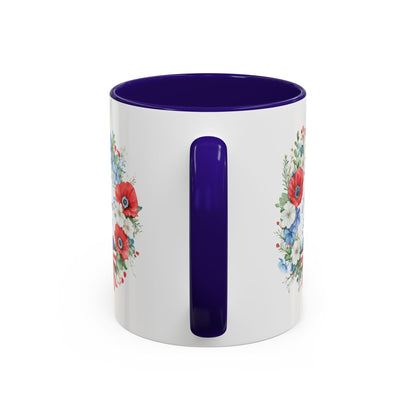 Let Freedom Bloom Patriotic Floral Wreath Mug (11/15oz)
