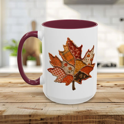 Faux Patchwork Autumn Leaf Mug (11/15oz)