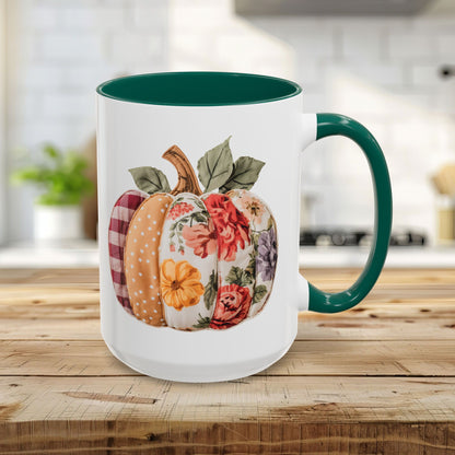 Floral & Plaid Patchwork Pumpkin Mug (11/15oz)