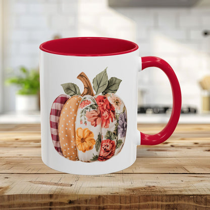Floral & Plaid Patchwork Pumpkin Mug (11/15oz)