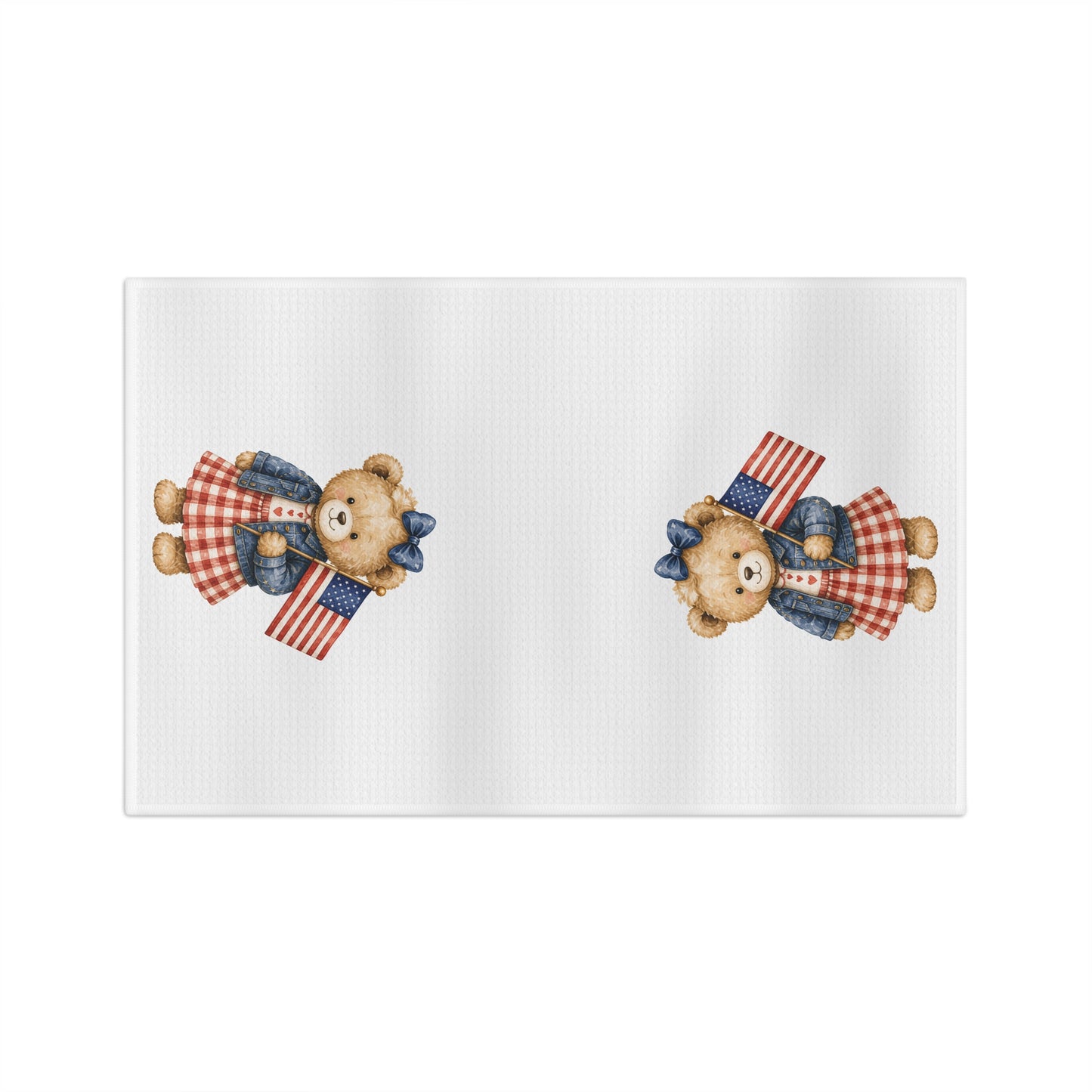 Patriotic Teddy Bear with Gingham Dress Tea Towel