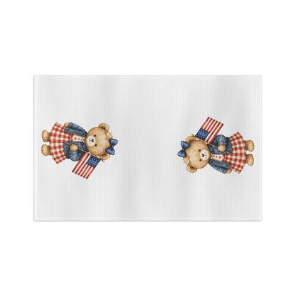 Patriotic Teddy Bear with Gingham Dress Tea Towel
