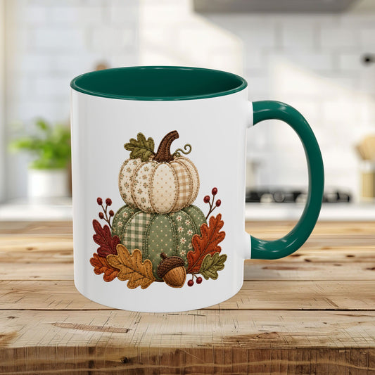 Faux Patchwork Pumpkin Harvest Mug