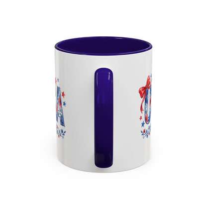 USA Patriotic Floral Bows & Stars Mug (11/15)