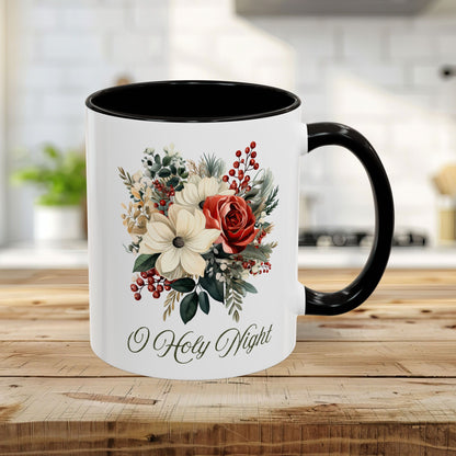 O Holy Night Christmas Floral Mug (11/15oz)