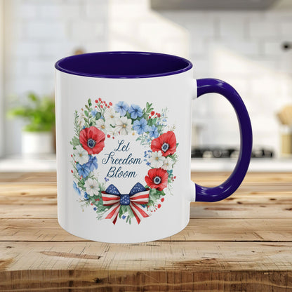 Let Freedom Bloom Patriotic Floral Wreath Mug (11/15oz)