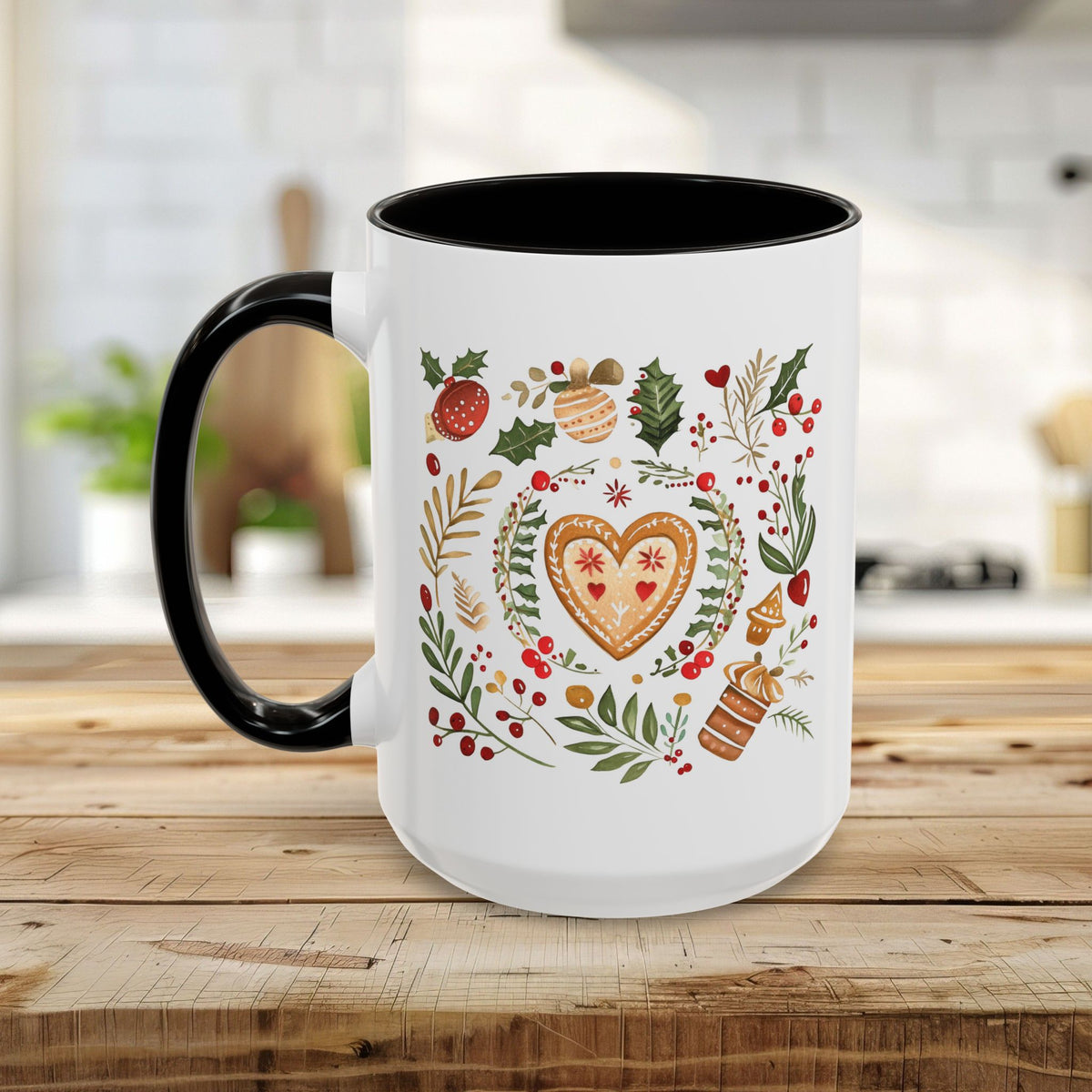 Holiday Gingerbread Heart Art Mug (11/15oz)
