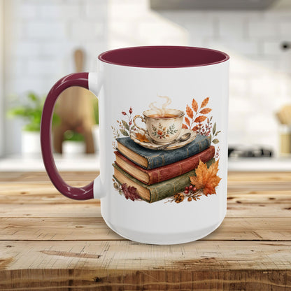Autumn Cozy Books & Teacup Mug (11/15oz)