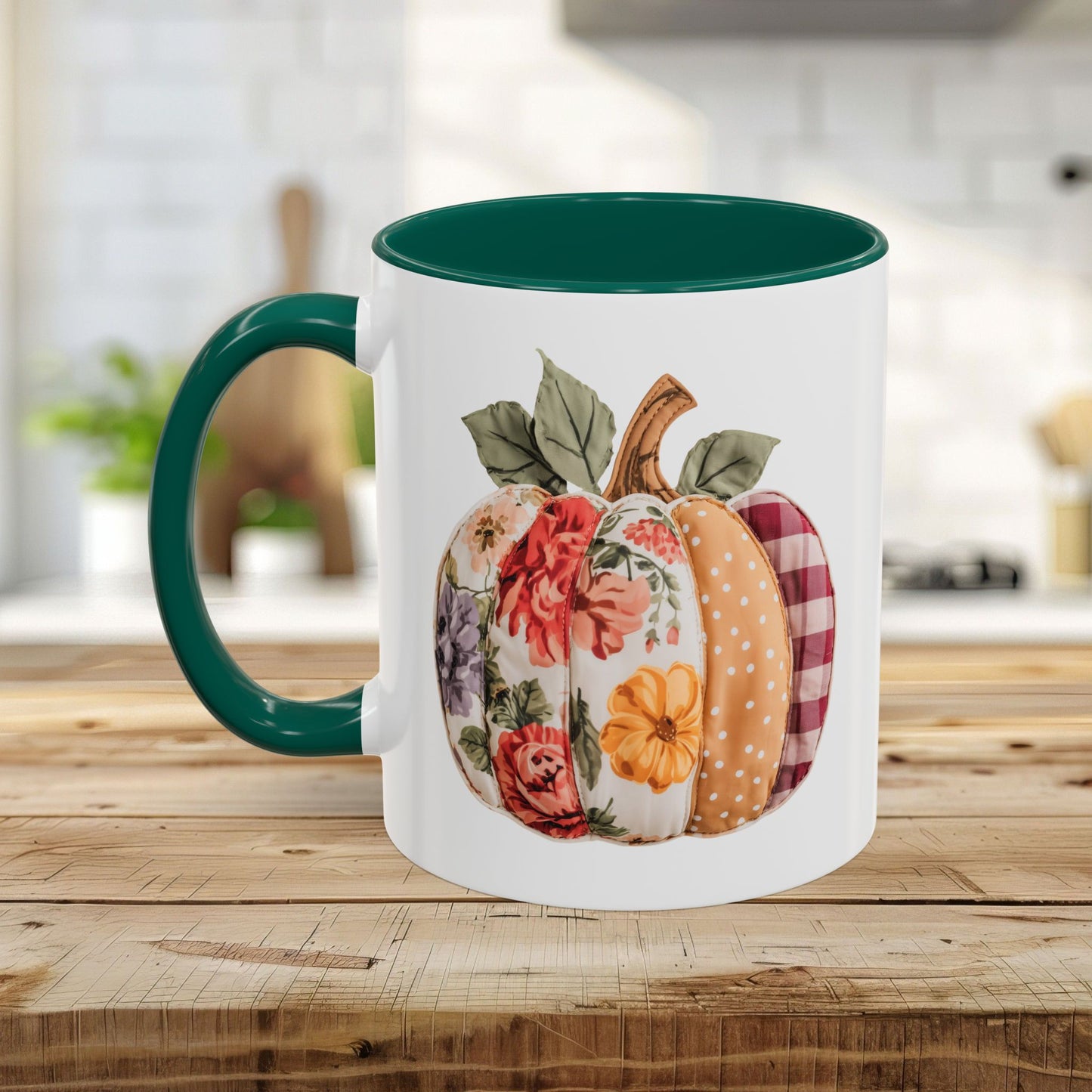 Floral & Plaid Patchwork Pumpkin Mug (11/15oz)