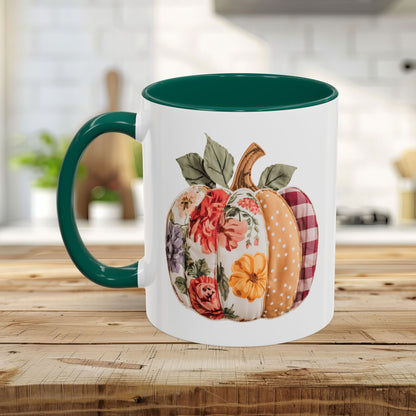 Floral & Plaid Patchwork Pumpkin Mug (11/15oz)