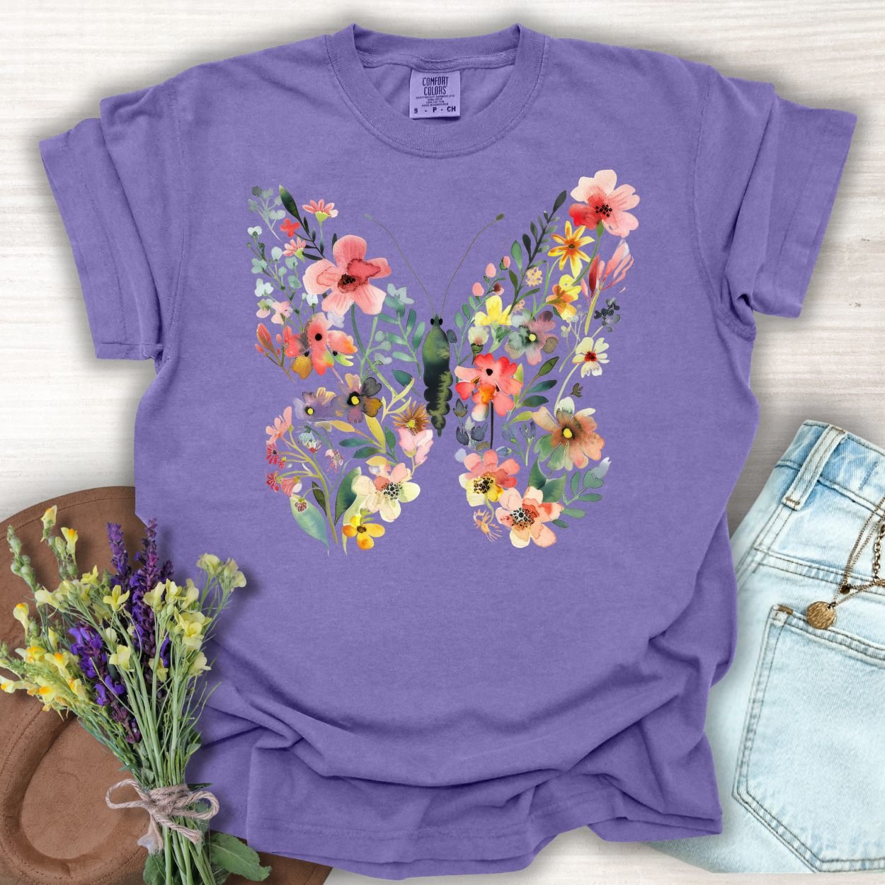 Butterfly Bright Floral T-Shirt
