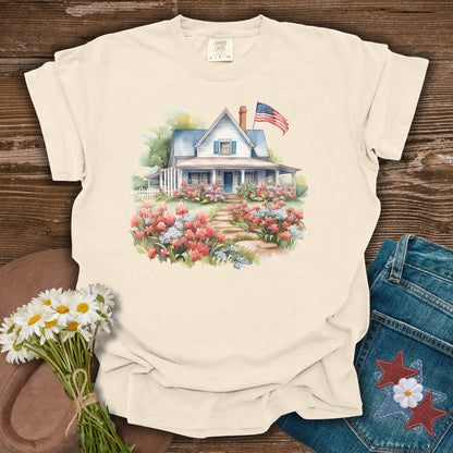 American Patriotic Farmhouse & Flowers T-Shirt