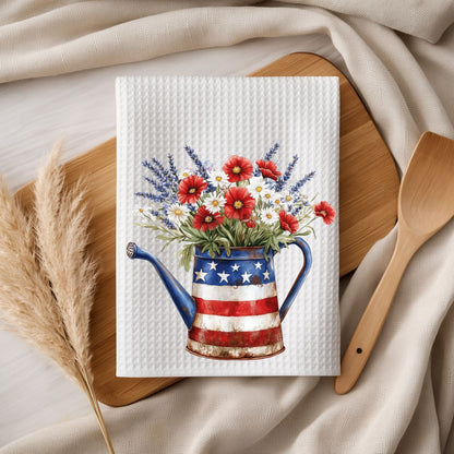 Americana Floral Watering Can Tea Towel