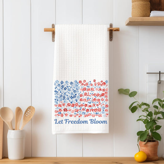 Let Freedom Bloom Floral Flag Tea Towel