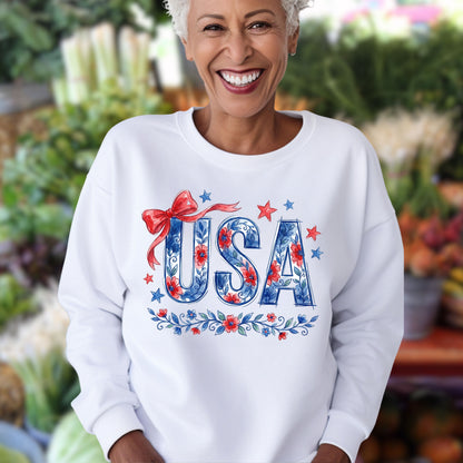 USA Patriotic Floral Sweatshirt