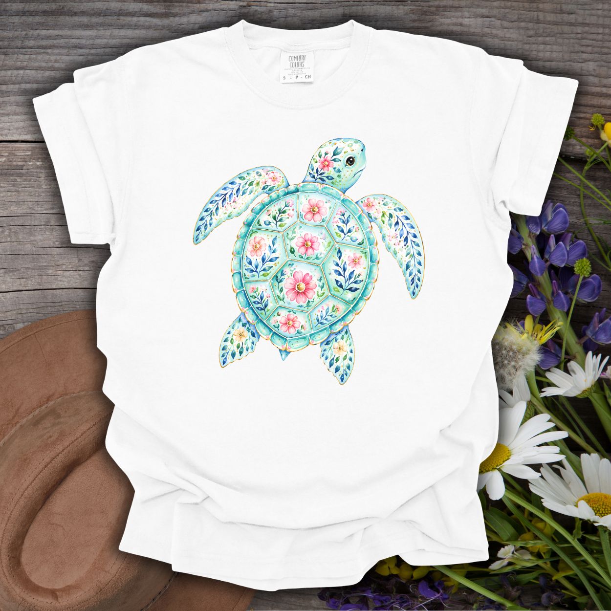 Coastal Sea Turtle Floral T-Shirt