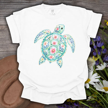 Coastal Sea Turtle Floral T-Shirt