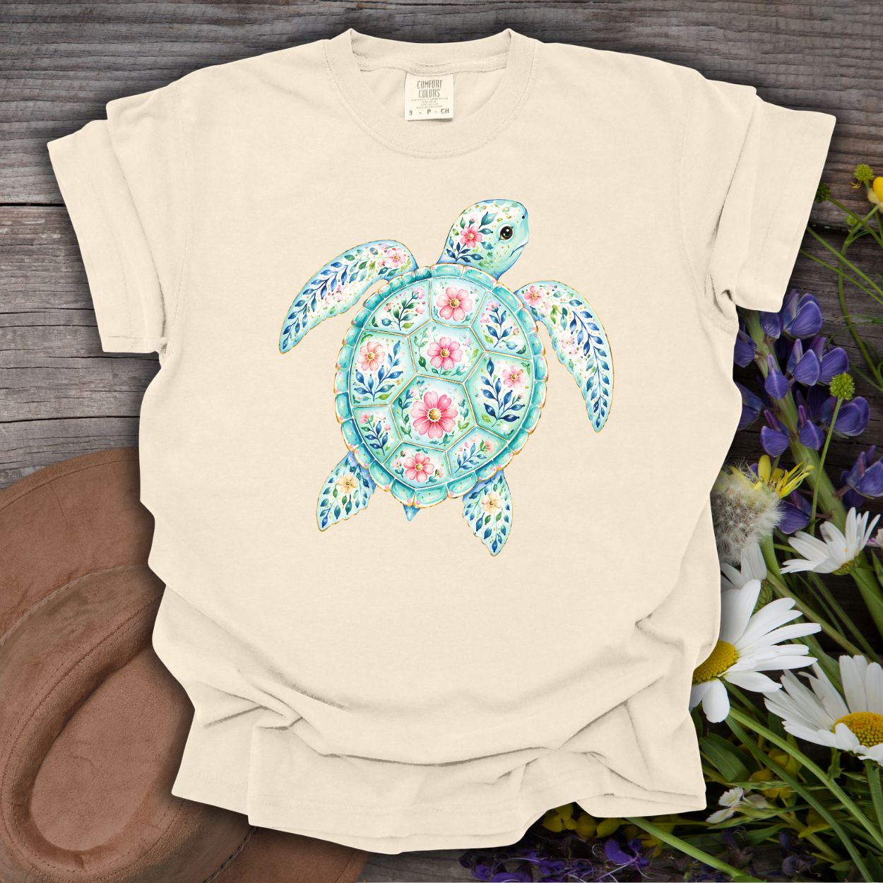 Coastal Sea Turtle Floral T-Shirt