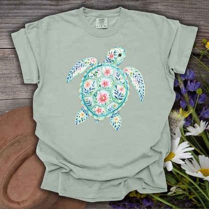 Coastal Sea Turtle Floral T-Shirt