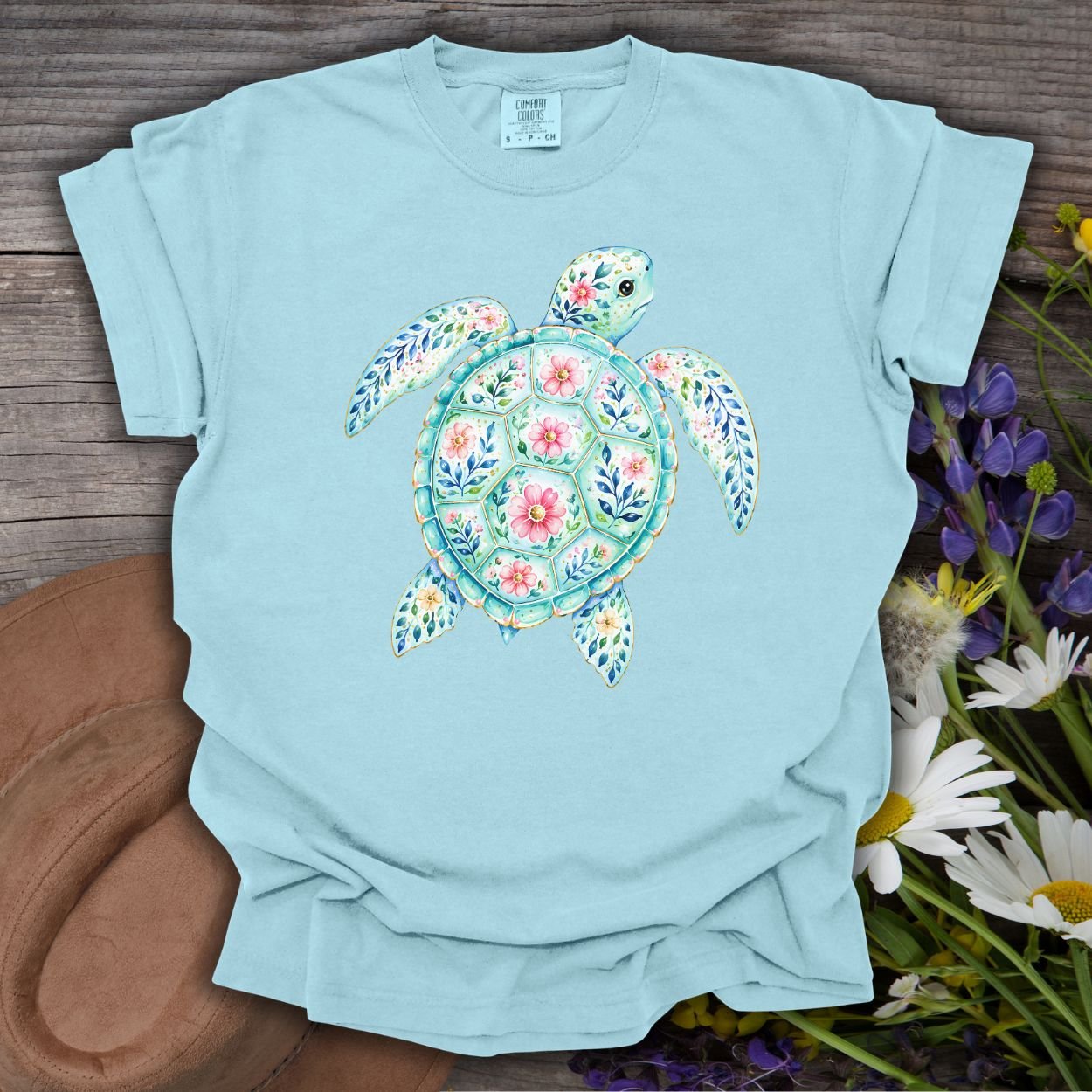 Coastal Sea Turtle Floral T-Shirt