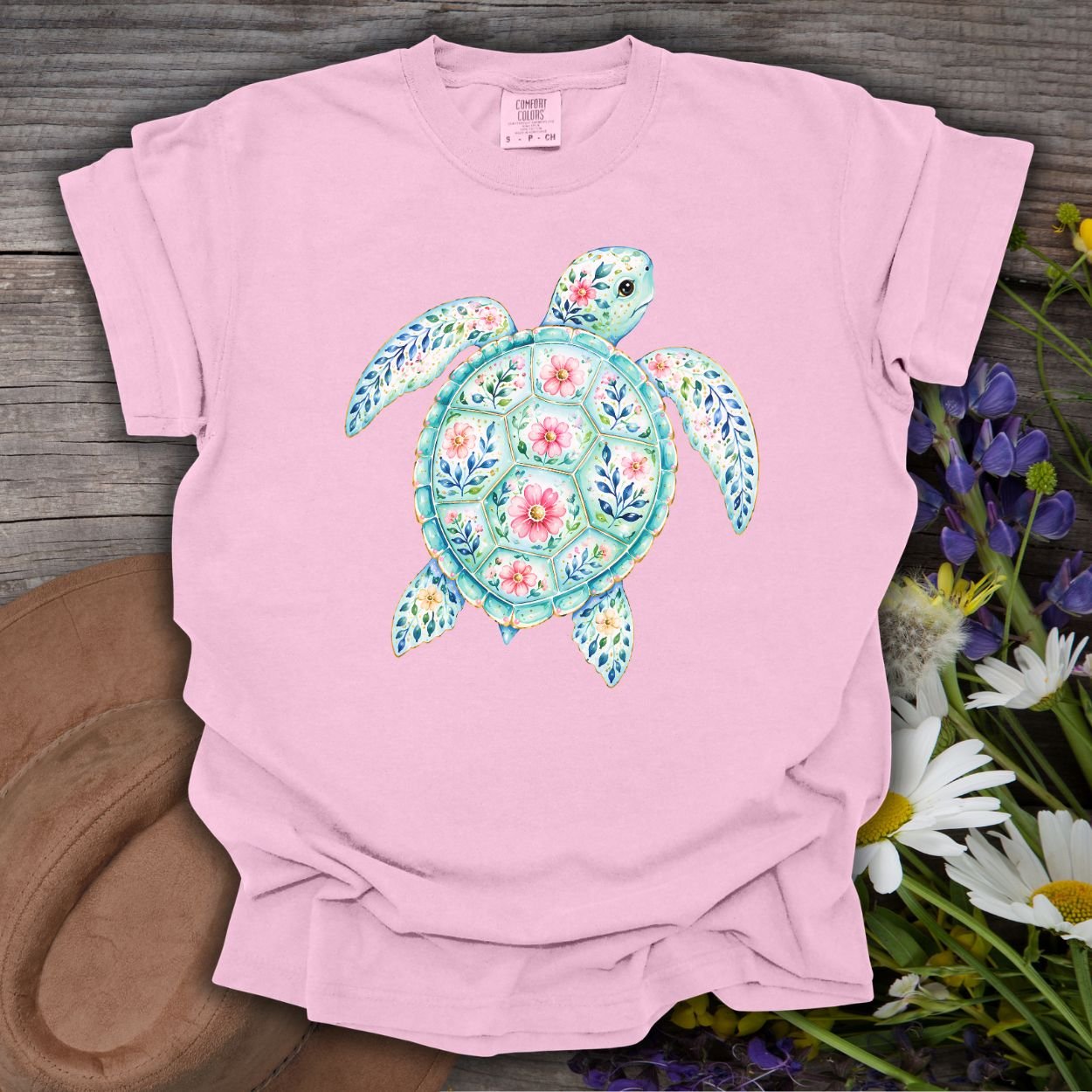 Coastal Sea Turtle Floral T-Shirt