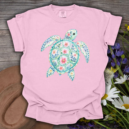 Coastal Sea Turtle Floral T-Shirt