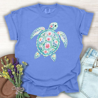 Coastal Sea Turtle Floral T-Shirt