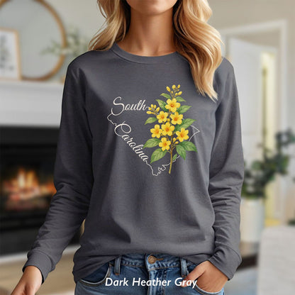 South Carolina State Flower Long Sleeve Tee - Yellow Jessamine