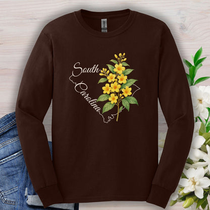 South Carolina State Flower Long Sleeve Tee - Yellow Jessamine