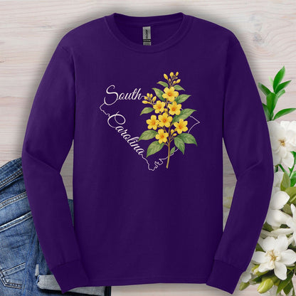South Carolina State Flower Long Sleeve Tee - Yellow Jessamine