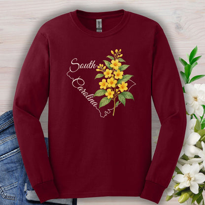 South Carolina State Flower Long Sleeve Tee - Yellow Jessamine
