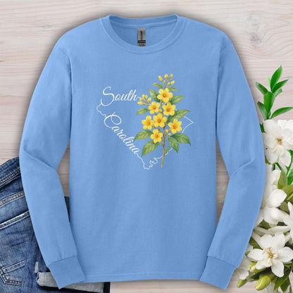 South Carolina State Flower Long Sleeve Tee - Yellow Jessamine