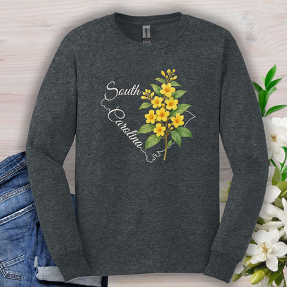 South Carolina State Flower Long Sleeve Tee - Yellow Jessamine
