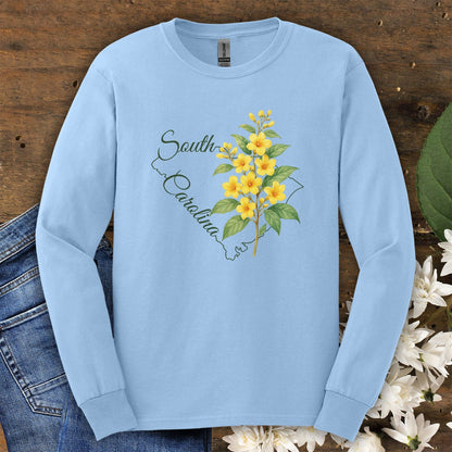 South Carolina State Flower Long Sleeve Tee - Yellow Jessamine
