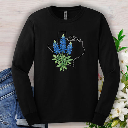 Texas State Flower Long Sleeve Tee — Bluebonnet
