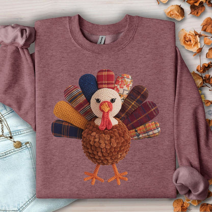 Faux Patchwork Preppy Turkey Sweatshirt