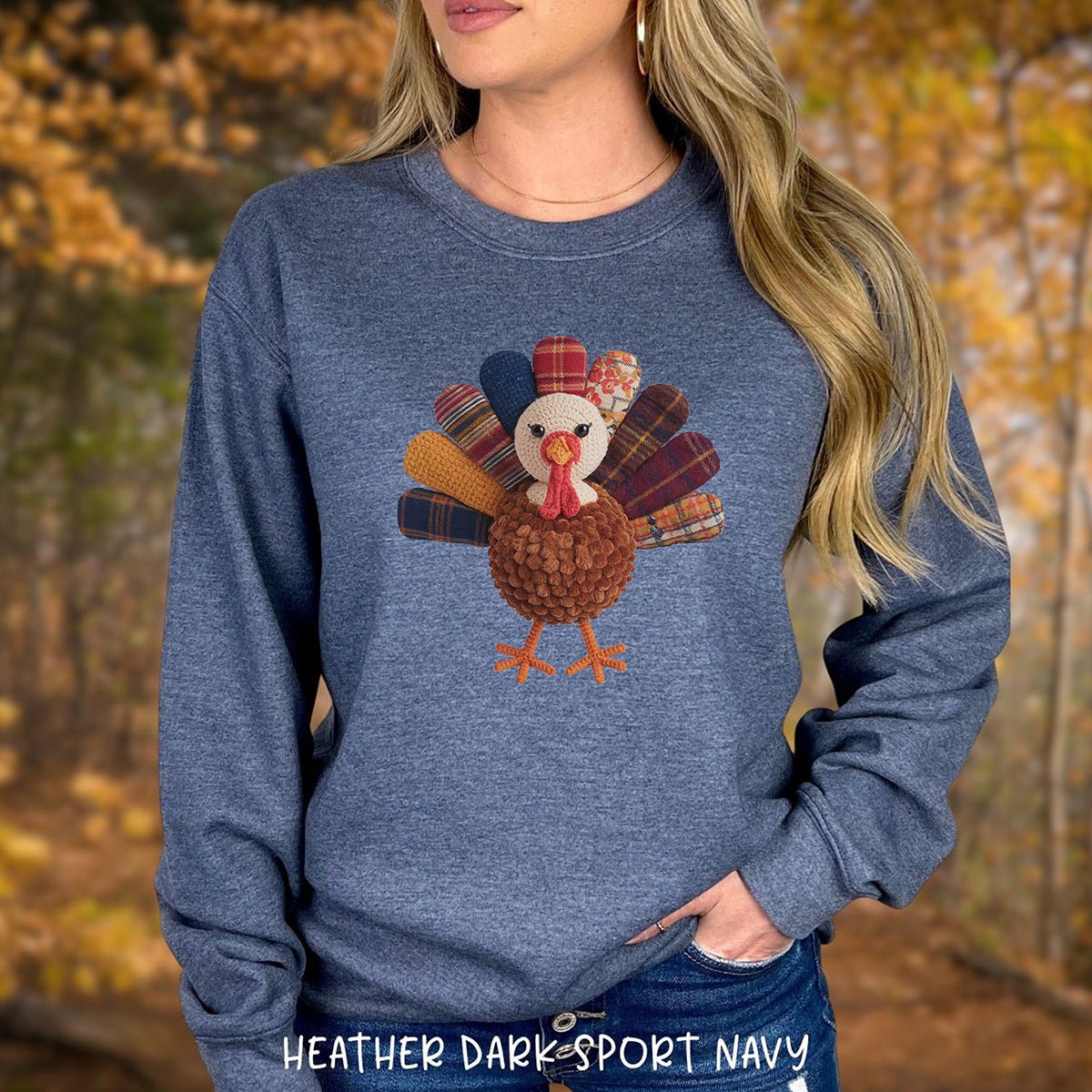 Faux Patchwork Preppy Turkey Sweatshirt